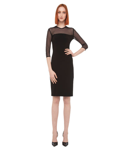 3/4 SLEEVE CREWNECK FLOUNCE DRESS