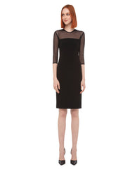 3/4 SLEEVE CREWNECK FLOUNCE DRESS