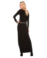 LONG SLEEVE HENLEY MAXI DRESS