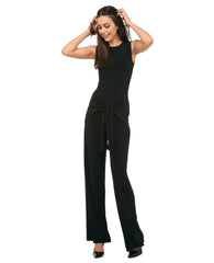 SLEEVELESS TIE FRONT JUMPSUIT