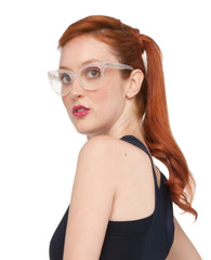 SQUARE CAT EYE GLASSES CLEAR